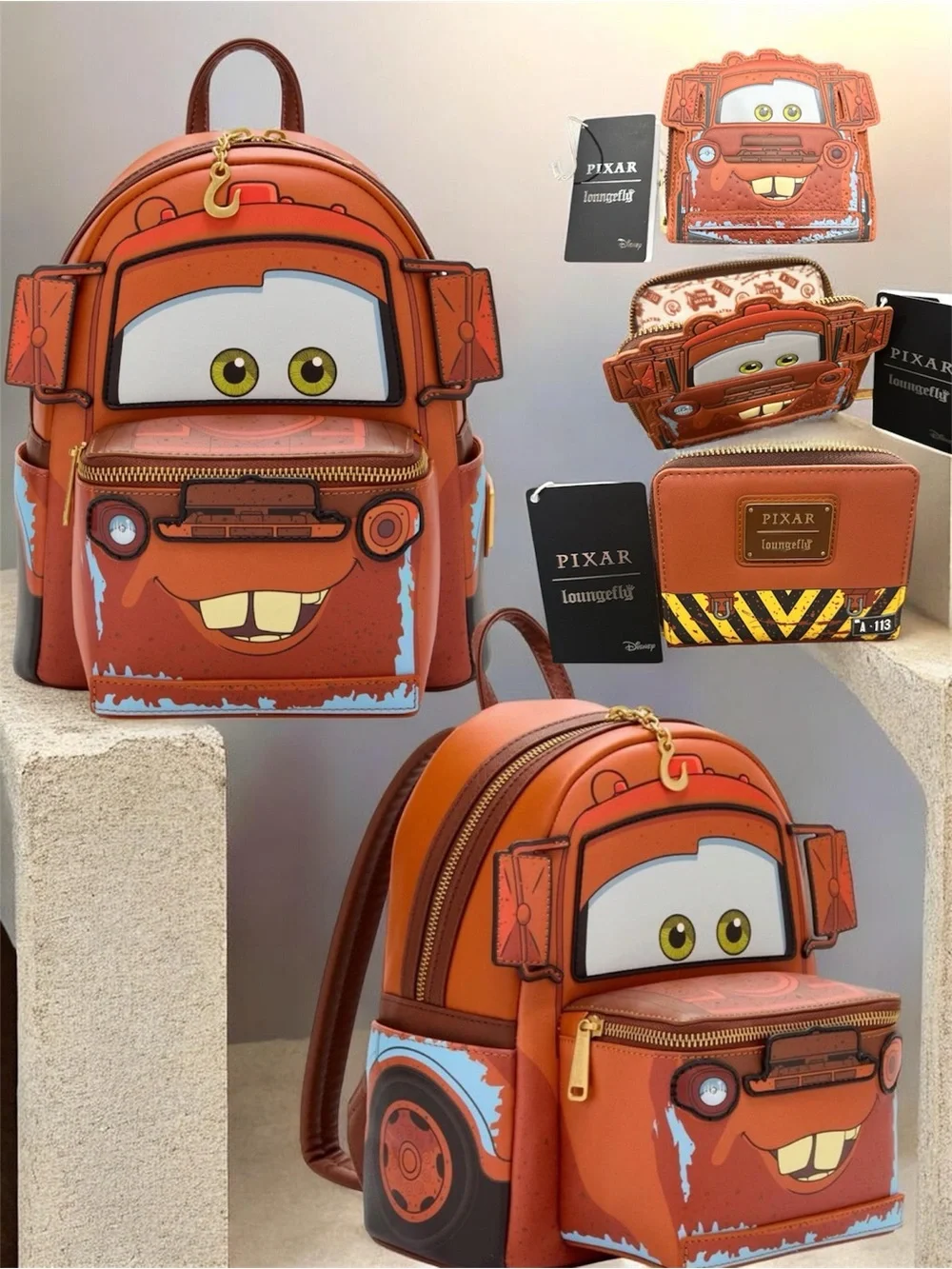 Disney Pixar Mater Loungefly Backpack & Matching Wallet Set